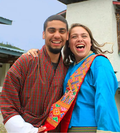 Happy travelers in Bhutan